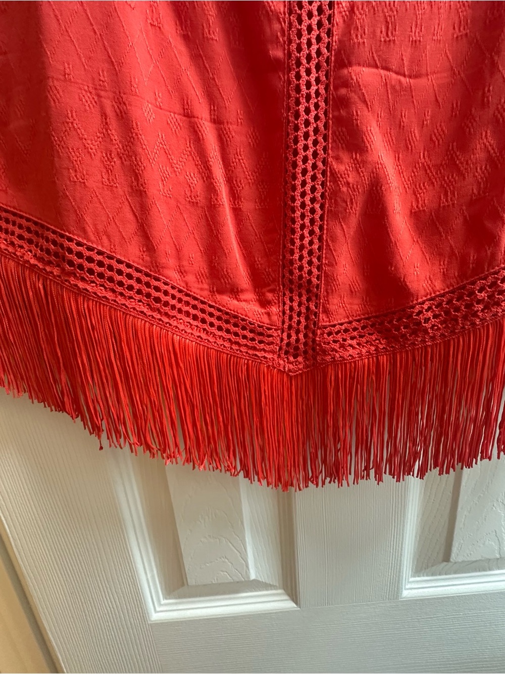 Idyllwild Fringe Hem V-Neck Cami Tank Top in bright coral orange. Wore once - Picture 5 of 6